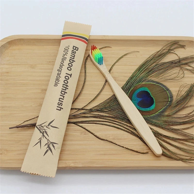 Brosses à dents en bambou 100 pièces brosse à dents réutilisable écologique adulte brosse à dents souple en bois écologique végétalien