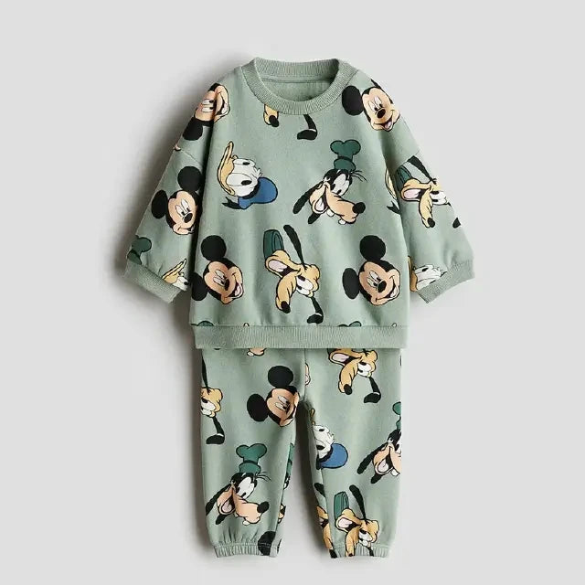 Costumes pour tout-petits, sweat-shirt + pantalon de dessin animé, ensemble deux pièces, tenues à manches longues, mode, sweat à capuche imprimé de dessin animé, pantalons de survêtement, vêtements d'extérieur