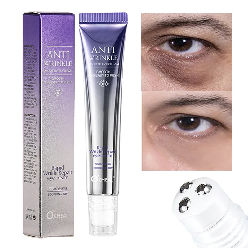 O'CHEAL Anti-rides Anti cernes crème pour les yeux rouleau masseur hydratant sacs pour les yeux Anti-âge acide hyaluronique soins de la peau des yeux