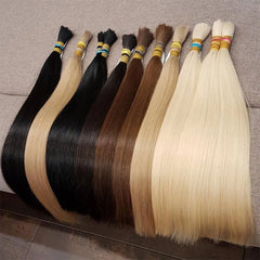 613 Straight Human Hair Bundles, No Weft, 100% Virgin, Highlighting Original Russian Natural Unprocessed Blonde Loose Extensions