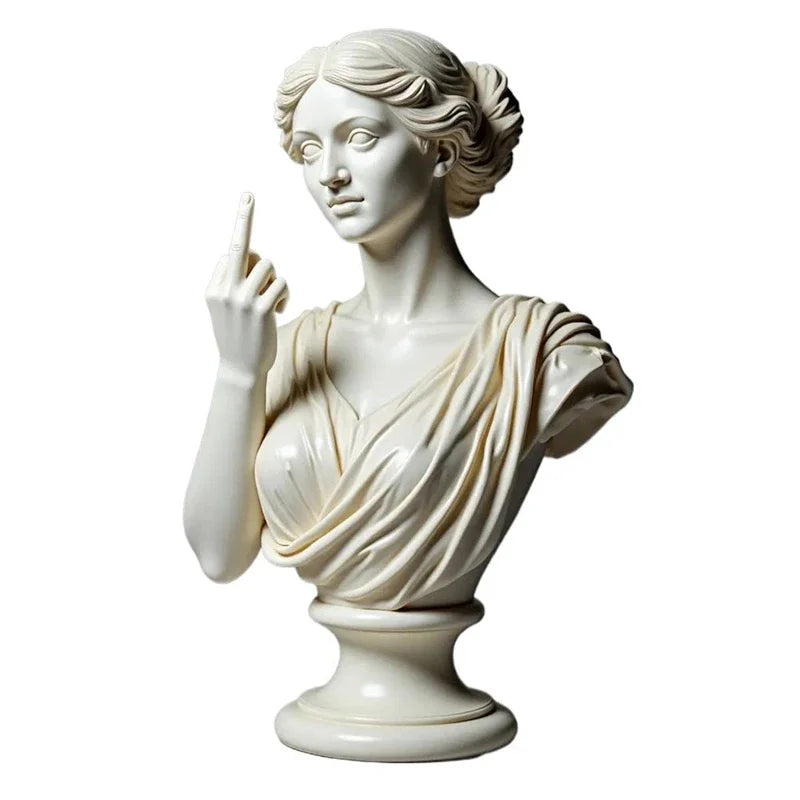 Statue de déesse de Vienne drôle en résine, Sculpture offensive du doigt du milieu, Figurines de bureau Medusa, nouveauté, cadeau artistique, décoration de maison