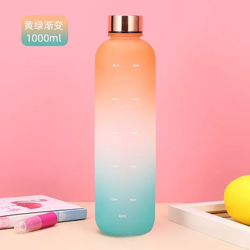 Nouveau 1L bouteille d'eau avec timbre de temps sans BPA réutilisable Fitness Sports voyage en plein air étanche tasse d'eau bouilloire givrée