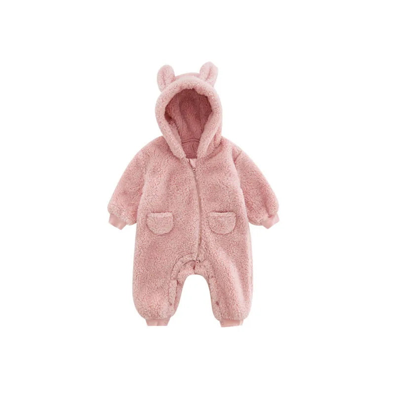 2025 combinaisons chaudes à capuche en polaire pour bébé automne hiver à manches longues barboteuses pour bébé nouveau-né garçon fille Homewear pyjamas