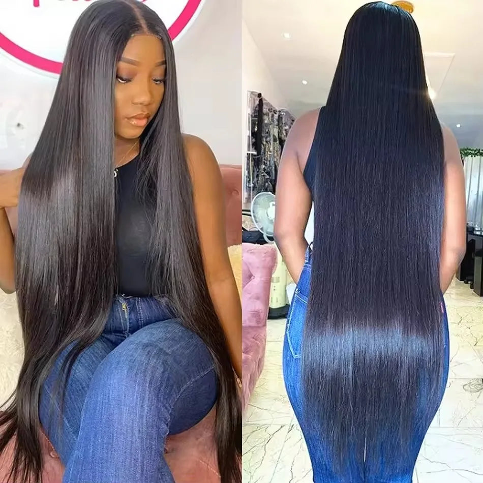 13x4 os droit perruques de cheveux humains 13x6 Hd dentelle frontale 40 pouces droite dentelle transparente 220 densité perruque de cheveux humains pour les femmes