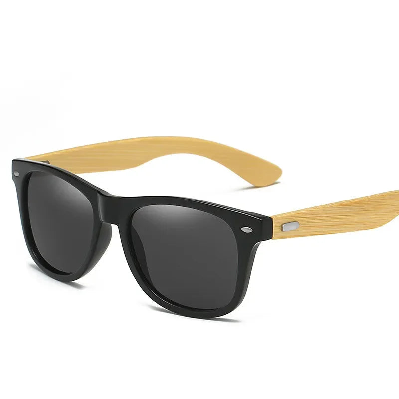 Lunettes de soleil en bois de bambou pour hommes et femmes, classiques, Non polarisées, UV400, Vintage, pour la conduite, noires, pour la pêche, UV400