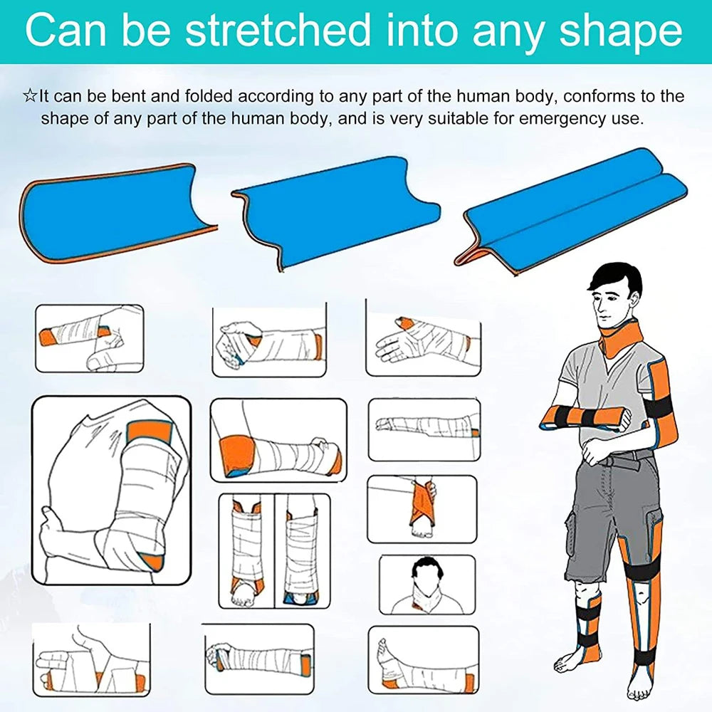 Rouleau d'attelle universelle en aluminium pour premiers secours, polymère de survie médicale pour fixation, Kit médical d'urgence en os, voyage en plein air