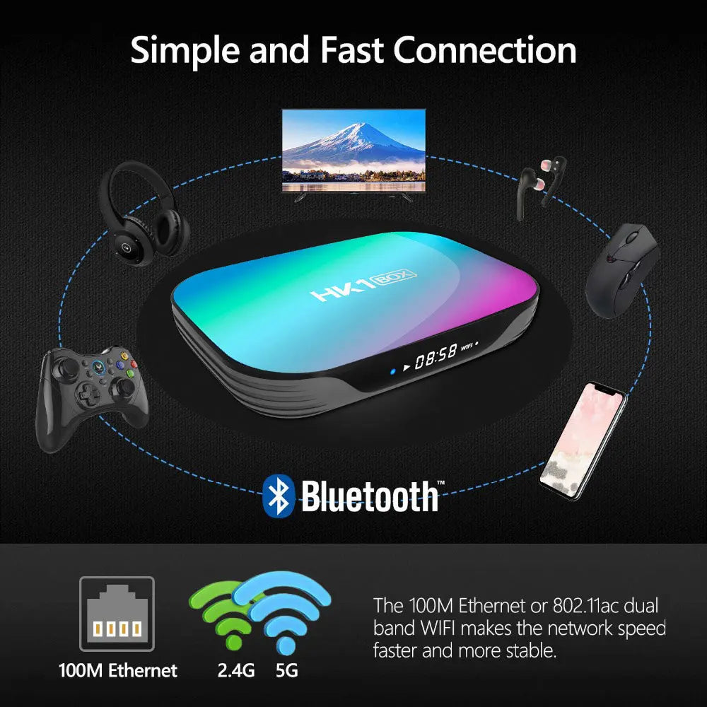 Boîtier TV intelligent Android 9.0 4K 100m 1080P HK1 boîtier amlogic S905X3 double WiFi 4GB RAM 32GB 64GB ROM HK1BOX décodeur