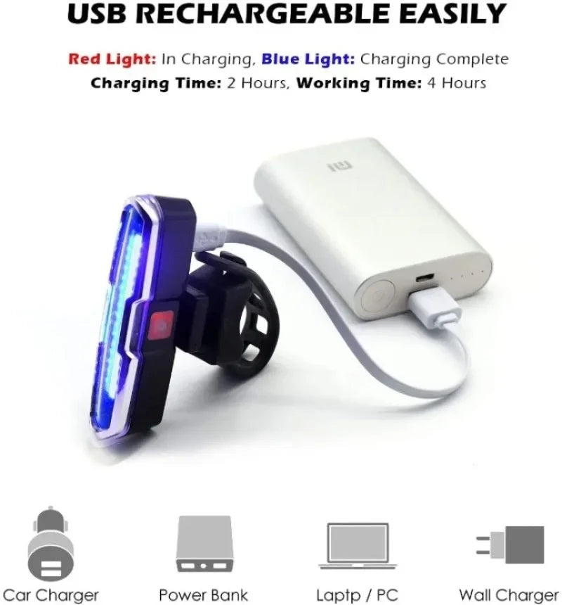 Enquêter arrière LED étanche pour vélo, aste par USB, éclairage de vélo clignotant, lampe à iode de sécurité, accessoires de lanterne de vélo