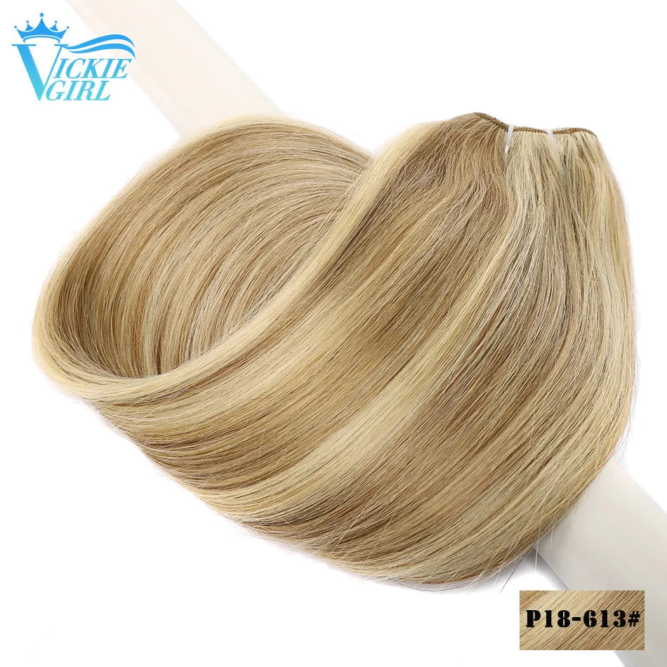 Straight Human Hair Weft Bundles Ombre Blonde Human Hair Extensions 100g/piece 16"-28" Skin Color Remy Straight Double Weft
