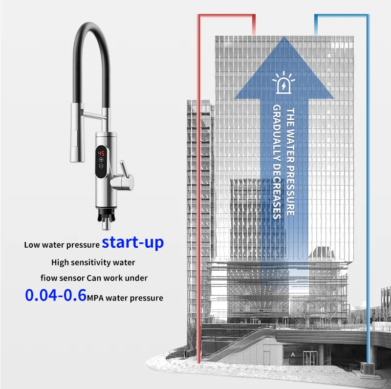 Chauffe-eau électrique 220V, robinet de cuisine, chauffage instantané sans réservoir, mélangeur chauffant coulant, affichage numérique pour sous l'évier