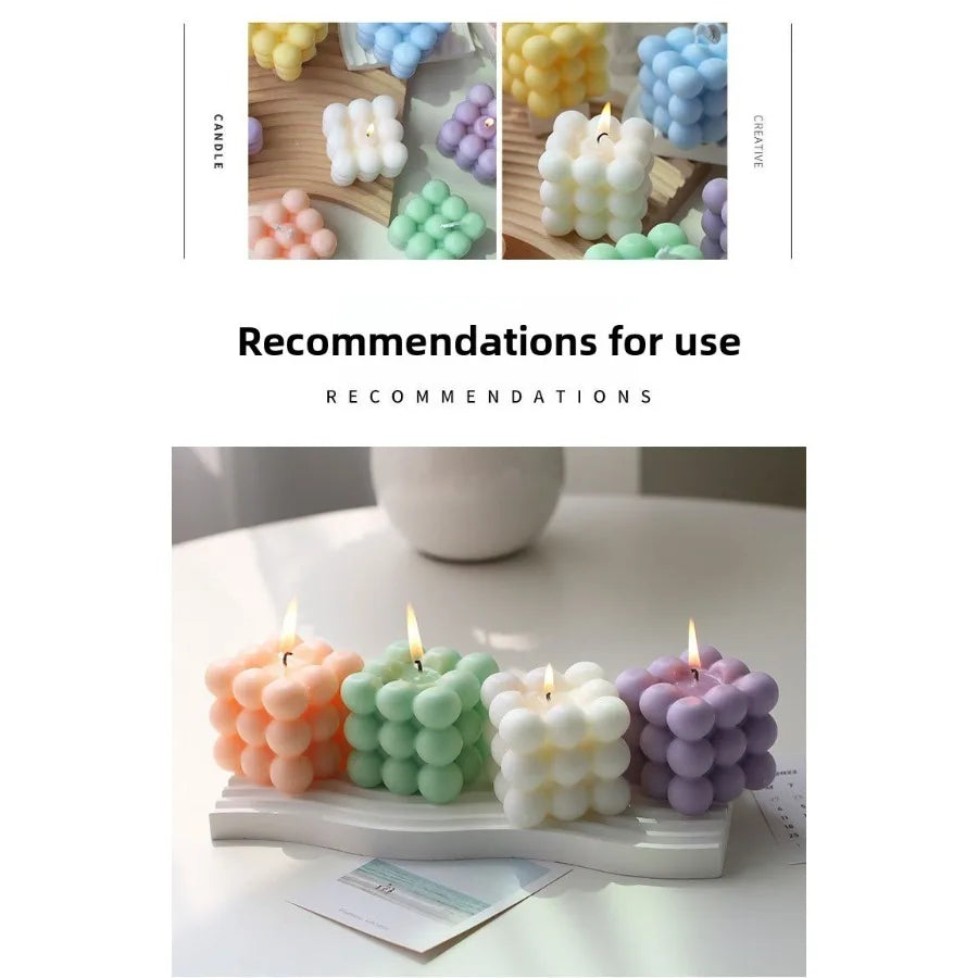 Bougie parfumée en forme de Cube à bulles, 1 pièce, faite à la main, pour aromathérapie, cire de soja, décoration de la maison, bougies pour fête d'anniversaire et de mariage