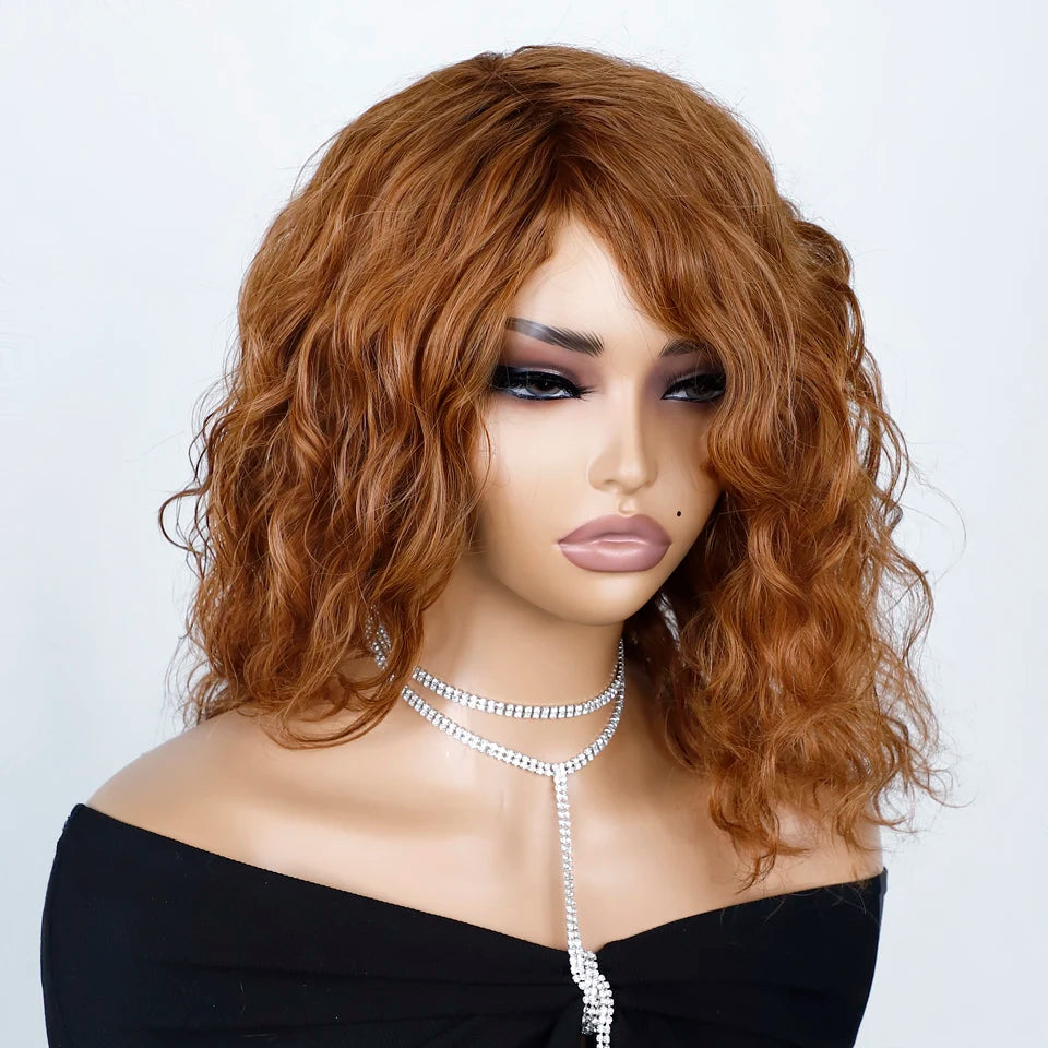 Perruques de Cheveux humains supérieures coupe lutin courte brun naturel Multi séparation 100% vrais Perruques de Cheveux humains Perruques Cheveux Humains de haute qualité