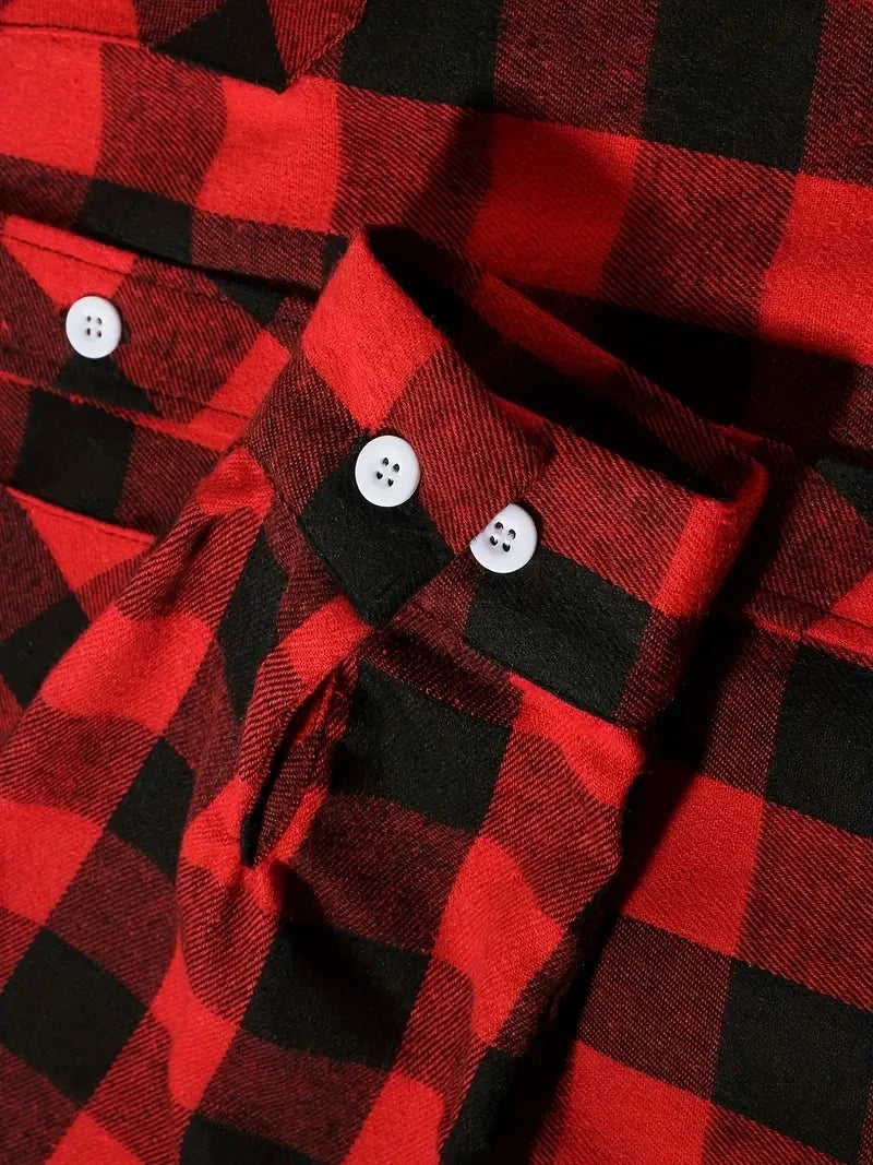 Chemises pour hommes simple boutonnage classique Plaid intelligent décontracté chemise en flanelle à manches longues poitrine deux poches conception printemps automne hommes hauts