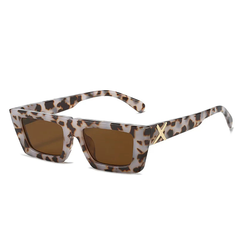 Lunettes de soleil à spoage X, petit cadre carré, temples personnalisés, accessoires streetwear quotidiens pour femmes, protection UV pour hommes, conduite