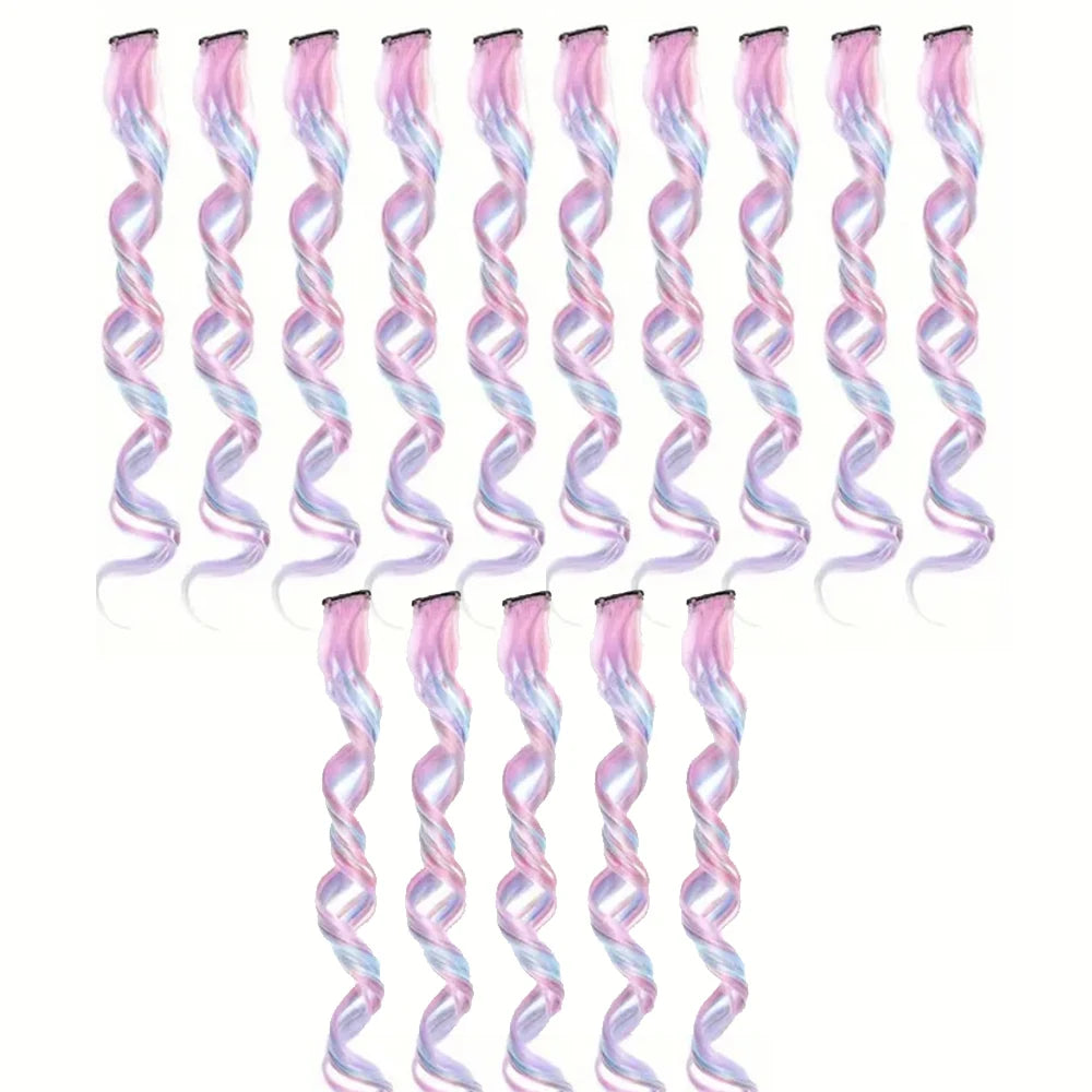 Set of 3/5/8/10 pieces, 22-inch curly synthetic hair extensions for women, perfect for Christmas gifts and Halloween parties