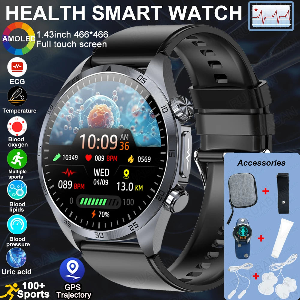 2025 nouvelle montre intelligente hommes pour huawei pression artérielle santé montre CES sommeil pulsé thérapeutique acide urique lipides sanguins graisse corporelle