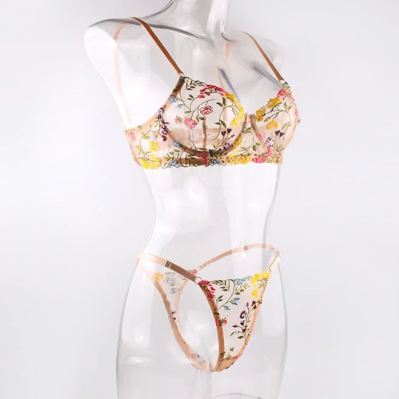Ensemble de Lingerie érotique pour femmes, sous-vêtements féminins, Perspective Porno, vêtements de nuit en dentelle, ensemble de soutien-gorge Sexy pour culottes sexuelles