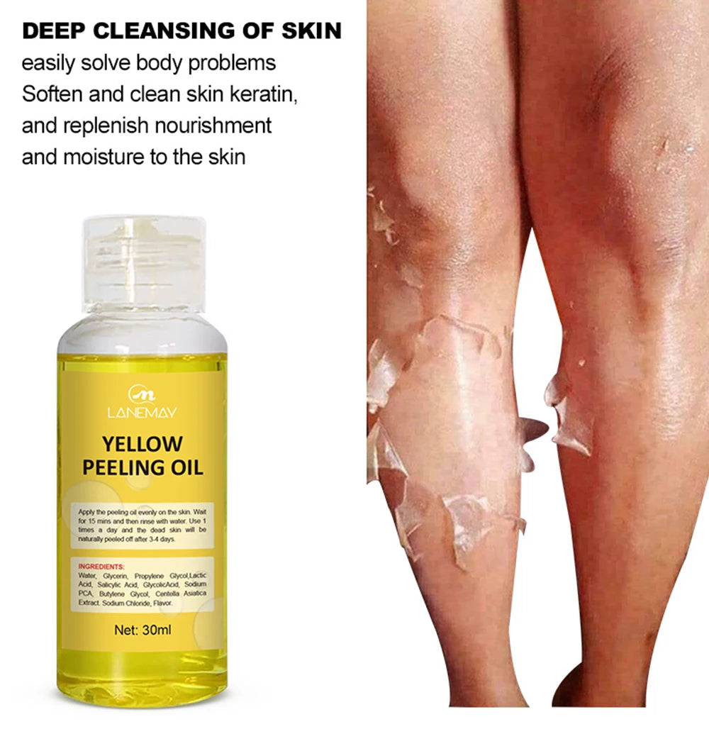 Huile de Peeling Jaune pour le Bain, Accessoire pour Blanchir la Peau Foncée, Éclaircir le Corps, les Coudes, les Genoux, la Main, Fréquence Exexponsive, Nourrir la Peau