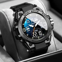 [Montre chronographe numérique pour hommes] montre chronographe multi-sport montre à quartz numérique pour hommes avec alarme Date lumineuse le Gi idéal