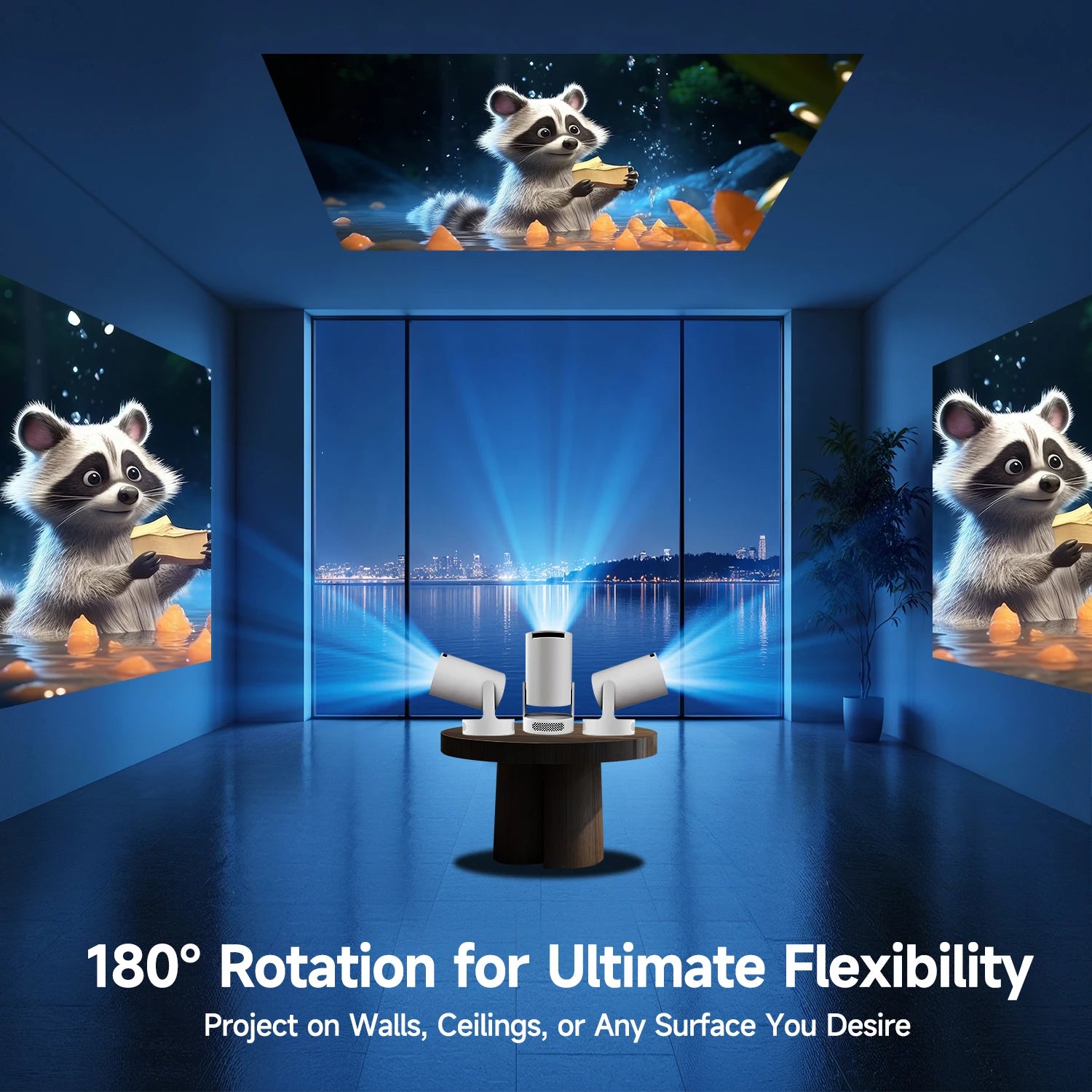 Magcubic HY300 Pro + projecteur 4K 720P avec haut-parleur 5W Android 11 8000 Lumens WiFi 6 BT5.4 projecteur de cinéma maison vidéo extérieure