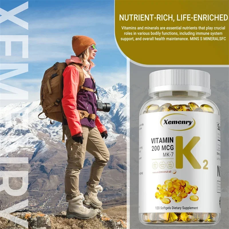 Supplément MK-7 de vitamine K2-Soutient la densité Sophia, les dents, la peau, la santé cardiaque et l'immunité