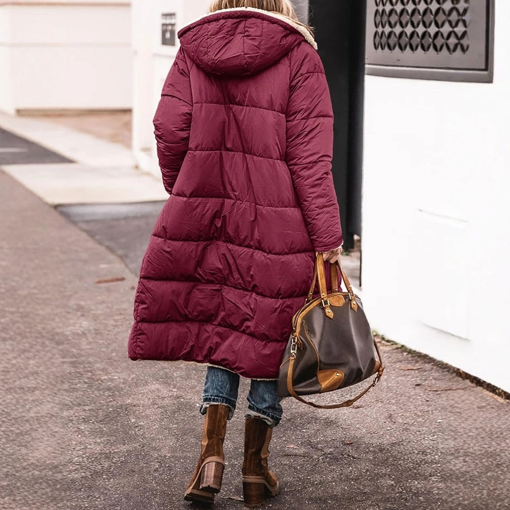 Vêtements d'extérieur d'hiver pour femmes, manteau à capuche, coupe régulière, solide, rétro, Vintage, vêtements décontractés, grande taille, Mia Muse, 2025