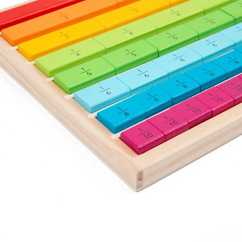 Jouets en bois Montessori fuchsia pour enfants, aides aux mathématiques, bâtons de fraction de document, éducation précoce de la maternelle, jouets d'apprentissage