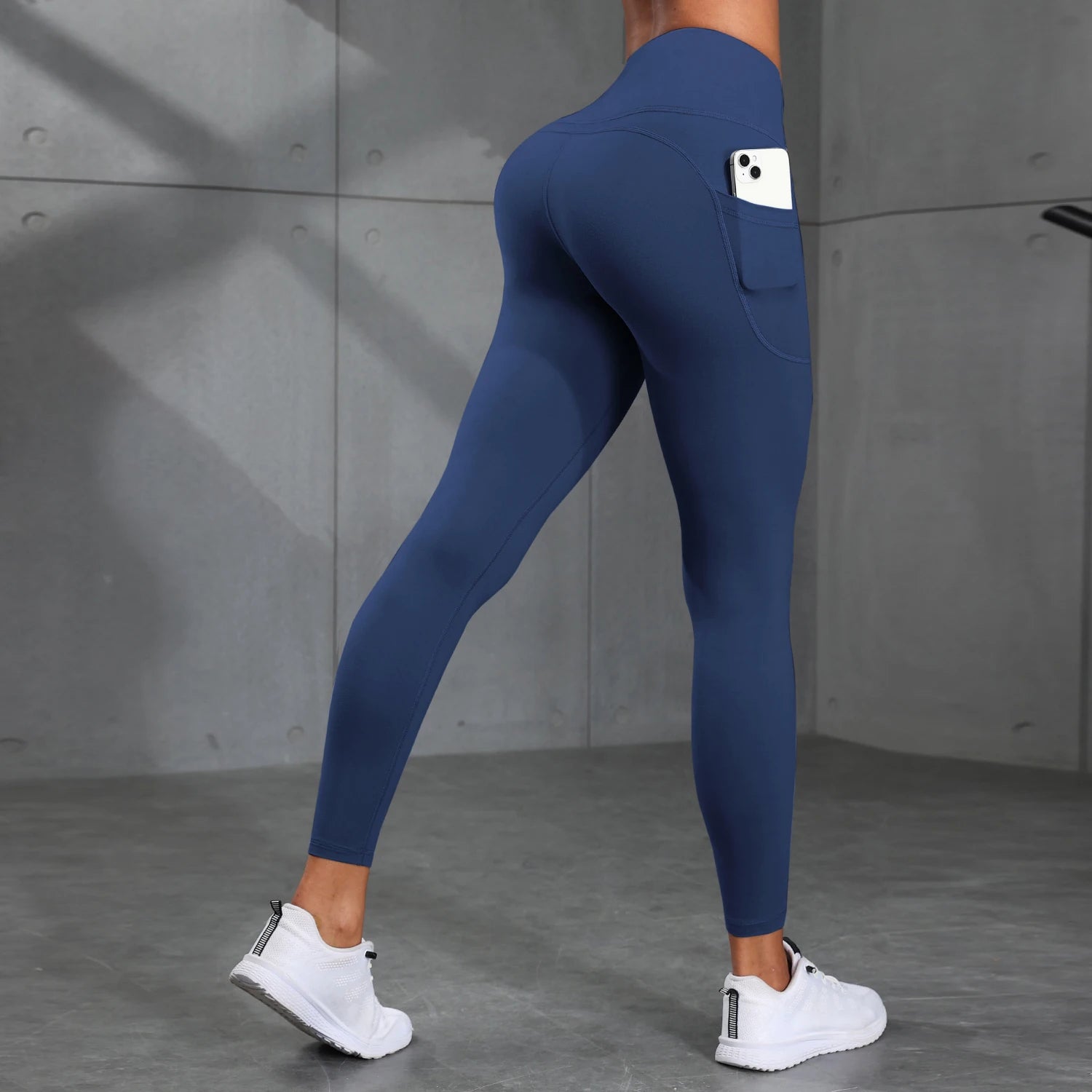 Pantalon de Yoga taille haute de couleur unie pour femmes, avec poches, Leggings de Compression pour le sport, le Fitness, la course à pied