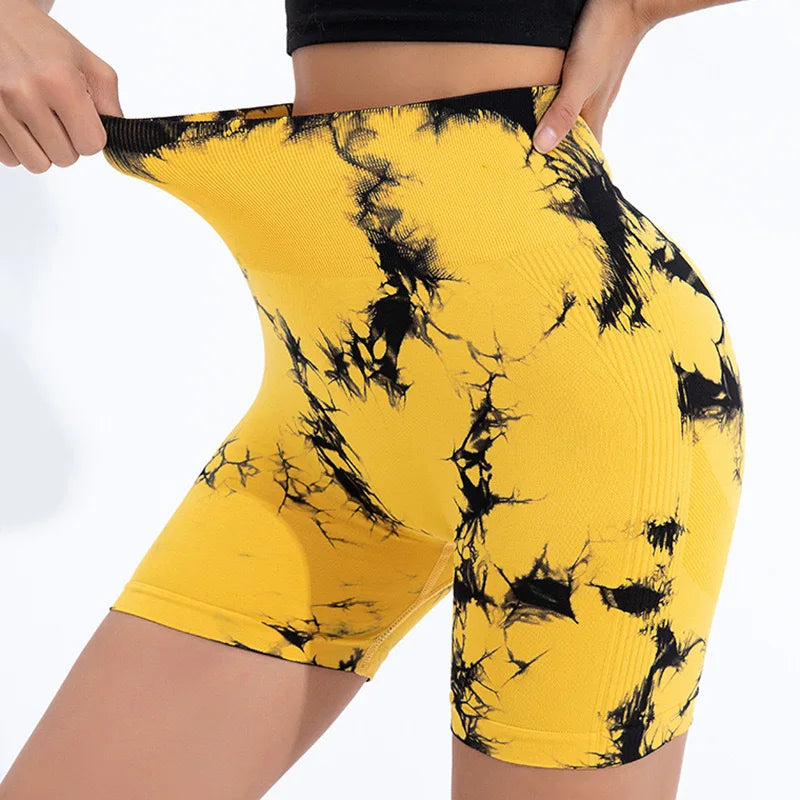Short de Yoga Tie-Dye pour femmes, short de sport à haute élasticité, Push Up, course à pied, entraînement, Fitness, Leggings de sport courts pour femmes