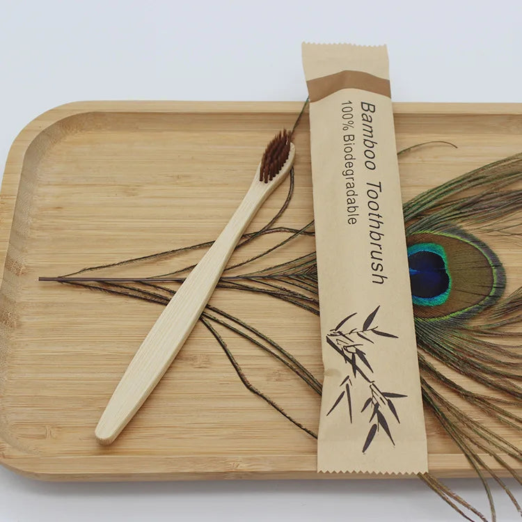 Brosses à dents en bambou 100 pièces brosse à dents réutilisable écologique adulte brosse à dents souple en bois écologique végétalien