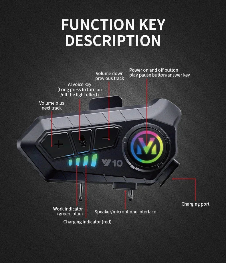 Bluetooth 5.3 casque casque sans fil mains libres appel téléphone Kit Moto étanche écouteur MP3 lecteur de musique haut-parleur pour Moto
