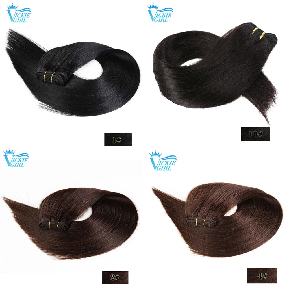 Straight Human Hair Weft Bundles Ombre Blonde Human Hair Extensions 100g/piece 16"-28" Skin Color Remy Straight Double Weft