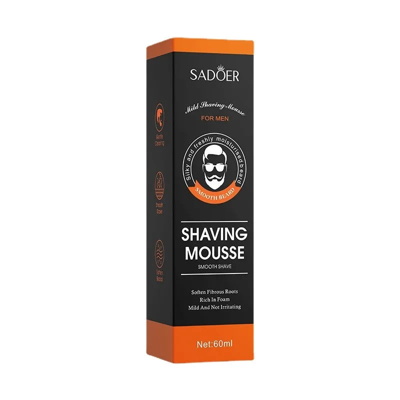 Mousse à raser pour hommes, 60ml, douce, non irritante, propre, lisse, adoucit les favoris, barbe, crème de rasage pour hommes, accessoires de toilettage