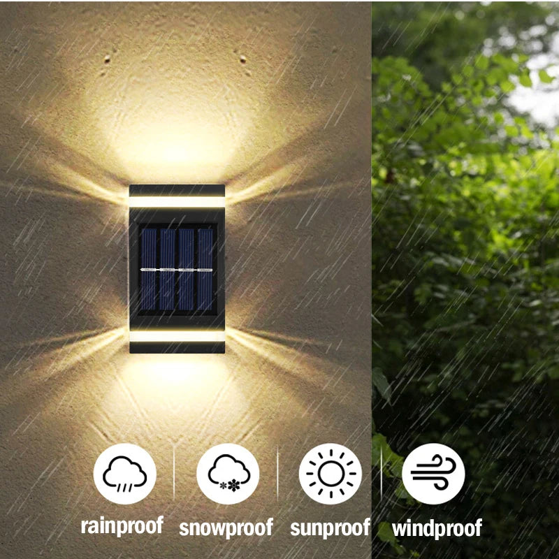 Lampe murale solaire extérieure étanche à énergie solaire éclairage haut/bas pour jardin cour décoration extérieure de la maison IP65 lumière de chemin solaire