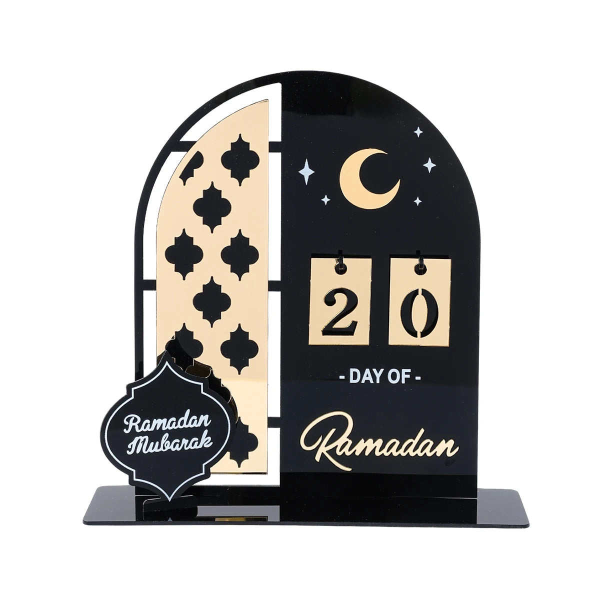 Calendrier de compte à rebours en acrylique pour Ramadan, ornements, cadeaux Eid Mubarak, décor pour la maison, fournitures de fête musulmane islamique 2025 Kareem