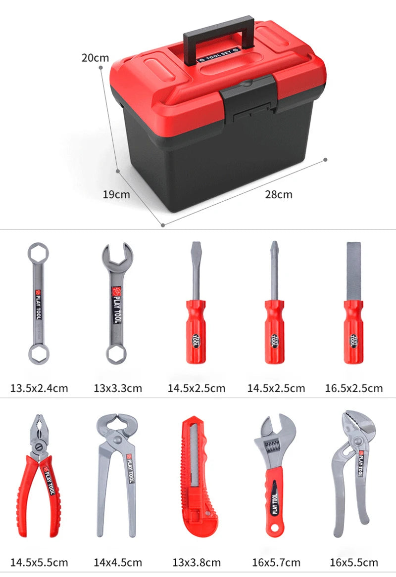 Kit de boîte à outils pour enfants, jouets éducatifs, outils de réparation de Simulation, perceuse, jeu en plastique, apprentissage, ingénierie, Puzzle, jouets cadeaux pour garçon