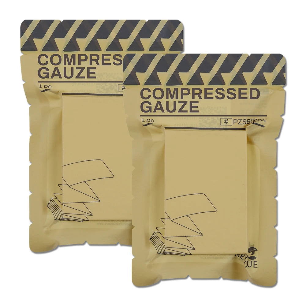 RHINO RESCUE Gaze compressée stérile pour pansement d'urgence, trousse de premiers secours et de traumatologie