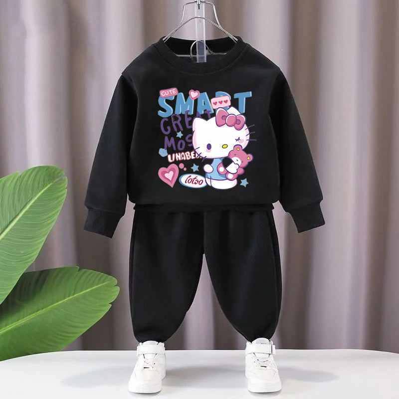 Sanrio printemps automne enfants décontracté à manches longues sweat ensembles filles garçons pull + pantalon 2 pièces costume enfants Sport vêtements ensembles