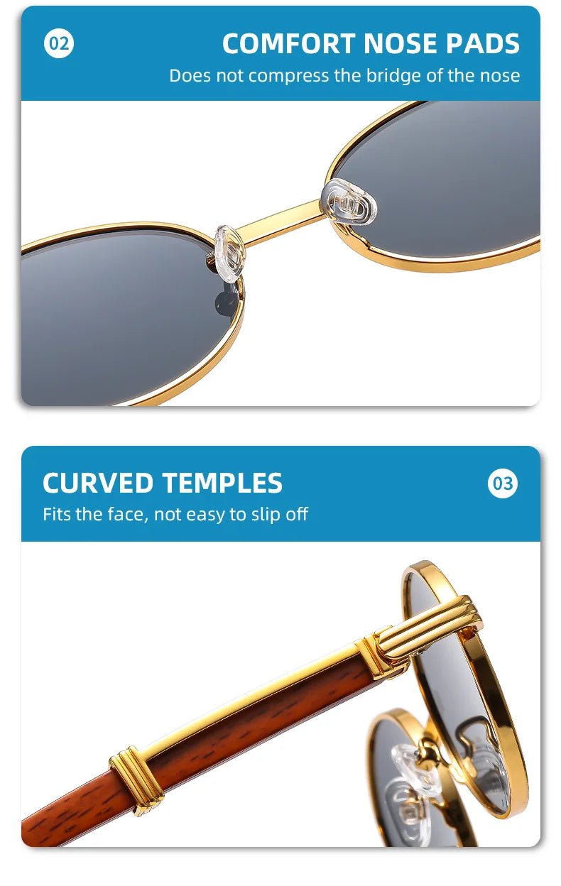 Lunettes de soleil rétro Imitation Grain de bois pour hommes et femmes, ovales, tendance, Protection Uv, nouvelle collection
