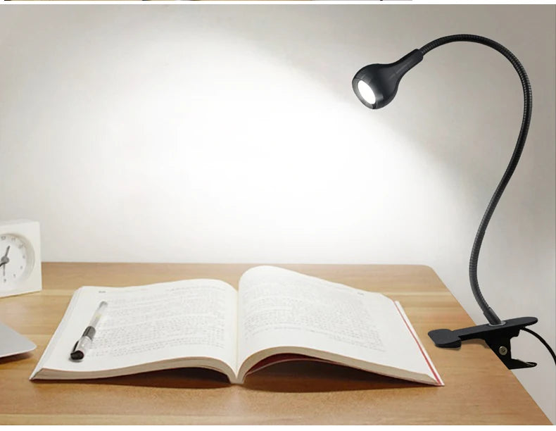 Lampe de bureau à clipser LED 360 ° Table de lecture à col de cygne Flexible, lumière de lecture pour étude, soins des yeux, pince USB, livres, éclairage nocturne