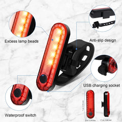 Feu arrière de vélo rechargeable par USB, LED rouge lumineuse, adapté à n'importe quel vélo/casque, facile à installer pour la sécurité du cyclisme