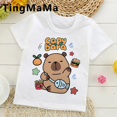 Enfants T-shirt basique femmes hommes Capybara t-shirts 3-10 ans enfants à manches courtes vêtements garçons filles col rond hauts cadeaux d'anniversaire