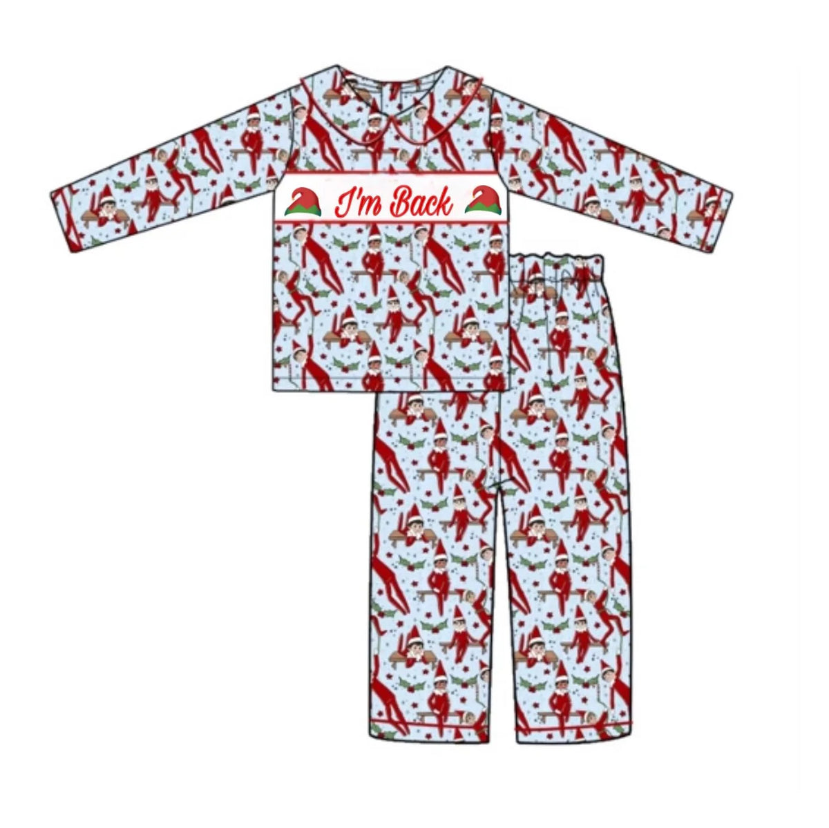 Vêtements pour hommes en pain d'épice pour enfants, manches courtes, pantalon imprimé elfe de dessin animé, ensemble de noël pour filles et garçons, vente en gros
