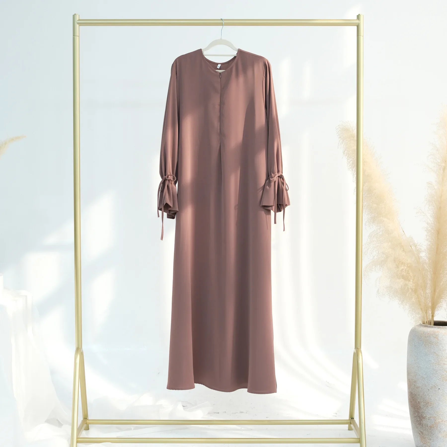 Abaya-Robe de Couleur Unie pour Femme Musulmane, Vêtement d'Église Islamique, Élégant, à la Mode, pour Ramadan Arabe, Dubaï, Turquie, 2025