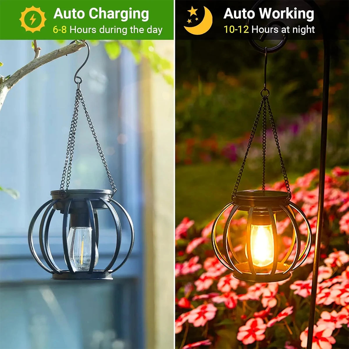 Lampe solaire LED lumière 3000k Cour lumière interrupteur automatique induction lumière extérieure imperméable à l'eau Cour décoration suspension