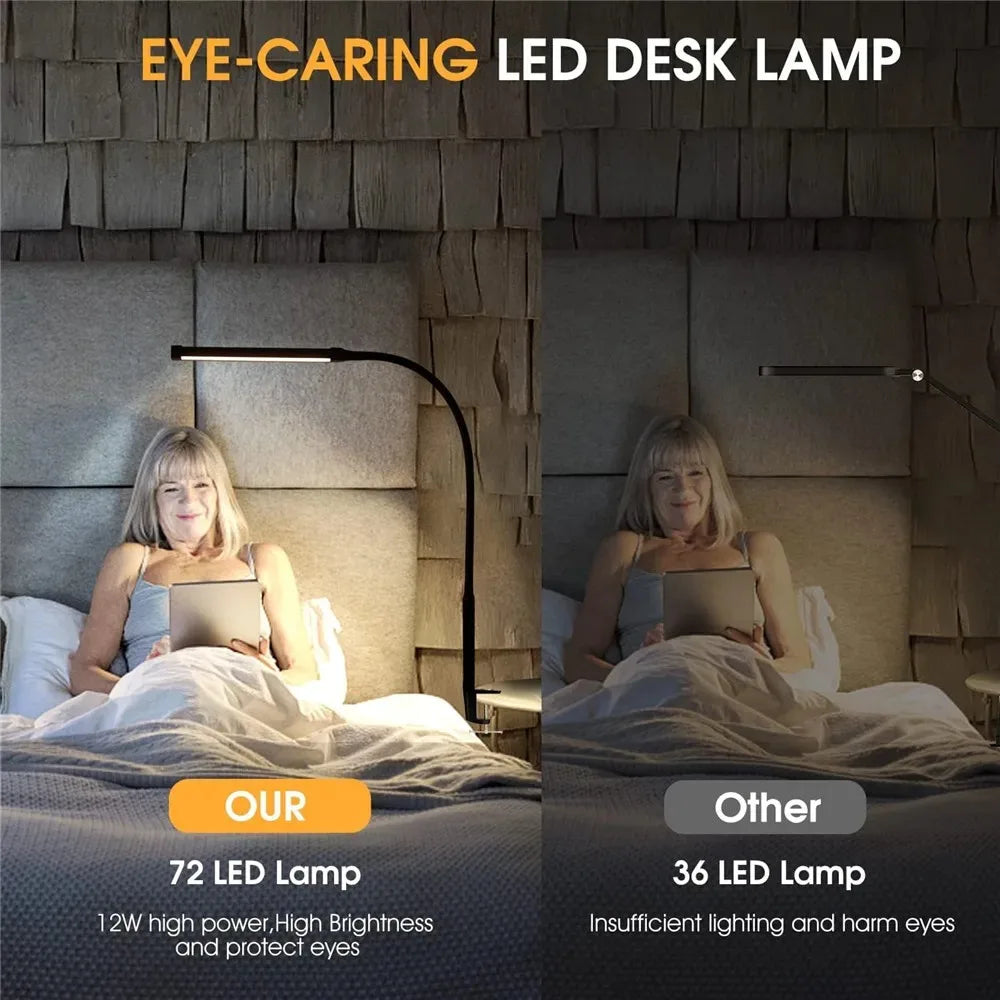 Lampe de bureau Led pour le bureau à domicile, lumière d'architecte de soins oculaires avec pince, lampe à pince de Table pour moniteur d'ordinateur à Double tête, pour la lecture