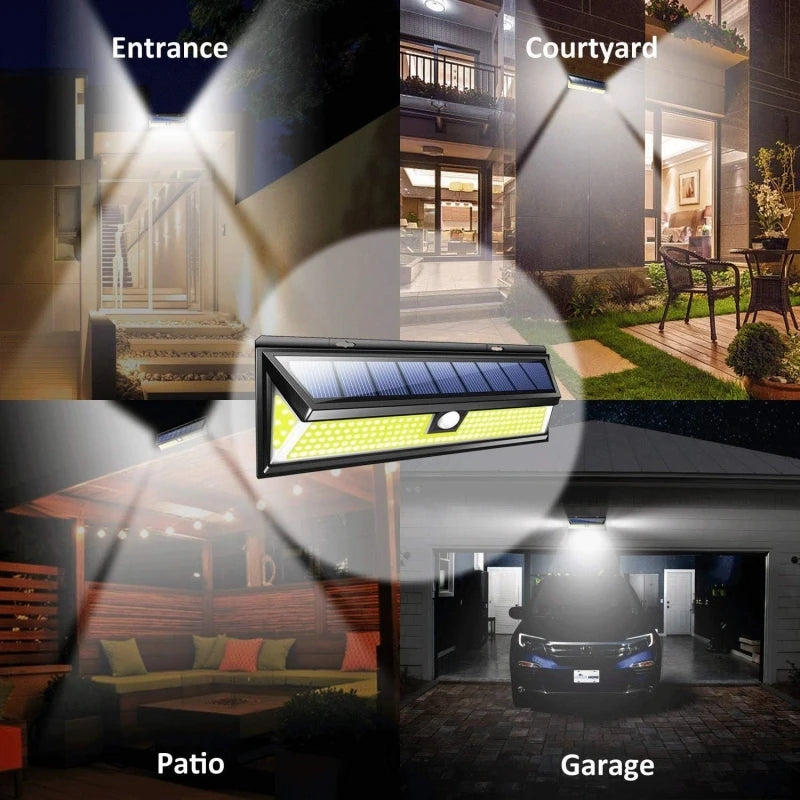 180 COB Outdoor Solar Lights, Solar LED Wall Light, Motion Sensor, Waterproof, 3 Modes, Super Bright for Garden, Front Door, Driveway, Garage