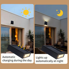 Applique murale solaire extérieure, imperméable, éclairage lumineux haut et bas, pour jardin, cour, rue, décor de paysage