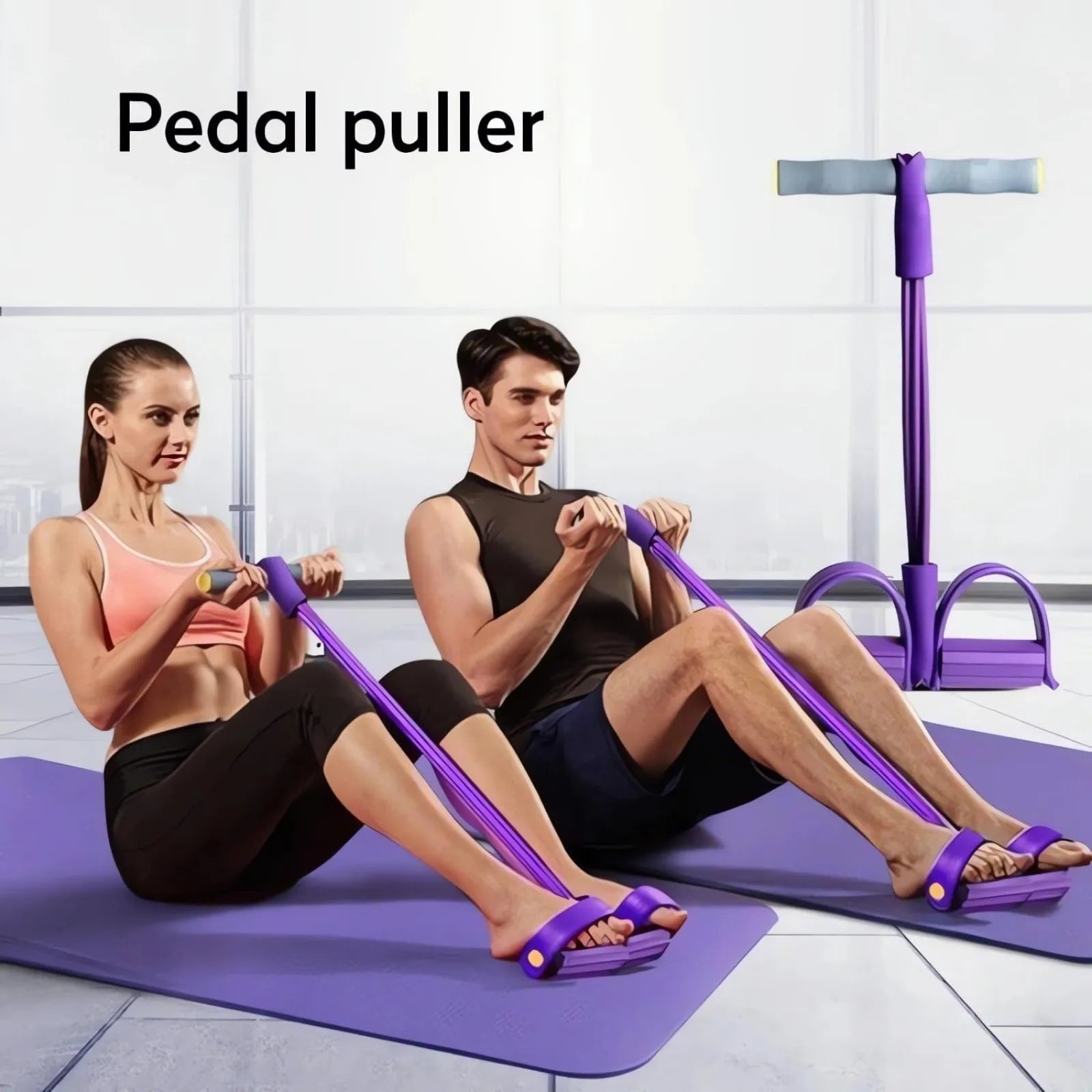 Tendeur de pédale à quatre tubes, équipement de Fitness domestique multifonctionnel, Yoga, renforcement Abdominal, bande élastique, corde de Tension