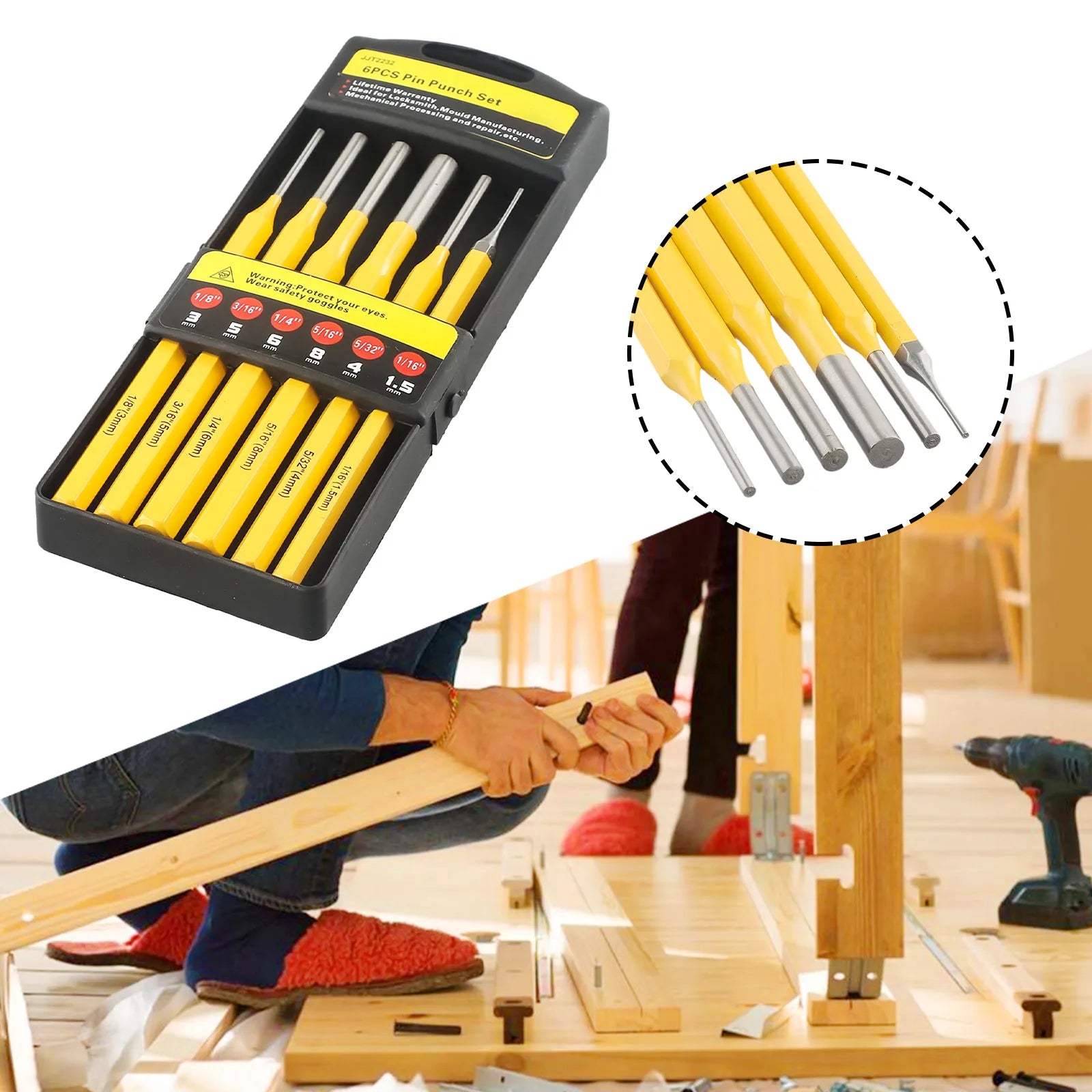 Perceuse ciseau entraînement poinçon ensemble charpentier broche enlevant remplacement travail du bois centrage cylindre outils à main pièces